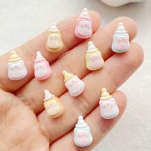 10/30/50 sztuk Miniaturowe dekoracje na butelki mleka, kolorowe żywiczne płaskie dno kryształowe małe figurki, motywy kreskówkowego jedzenia, odpowiednie do scrapbookingu, zdobienia paznokci, tworzenia biżuterii i rzemiosła świątecznego - losowa mieszanka - Wielokolorowe - Zobacz 14