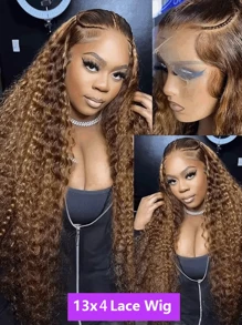 34 Inch 13x4 Deep Wave Lace Front Wigs Human Hair Pre Plucked 200% Density 4/27 Highlight Ombre Colored Glueless Wigs Water Wave Honey Blonde Lace Frontal Wigs Human Hair For  Women With Baby Hair - S4/27 - View 3