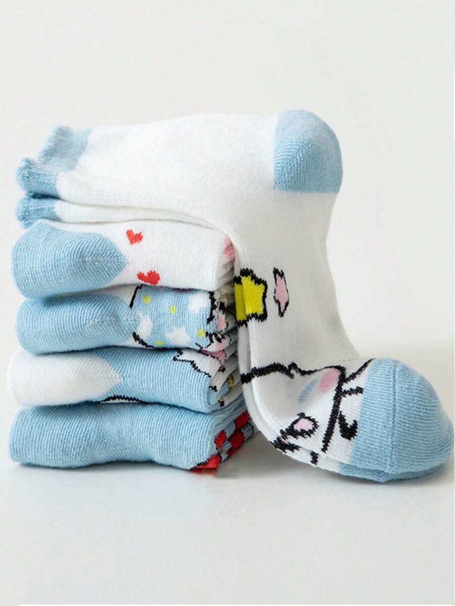 Sanrio Sanrio 5 Pairs Anime Socks Cute College JK Style Blue Mid Tube Socks Women's Stockings & Hosiery (Some Parts May Be Random)