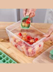 迷你冰块制作模具套装，带储物盒和冰勺，34个单层和68个双层设计，易于脱模的塑料，可爱又有趣，自制冰块模具，一键除冰托盘，用于冷冻冰块，厨房工具，厨房、餐厅和家庭必备品。，夏季冰格和冰桶，夏季厨房配件 - 彩色 - 查看 8