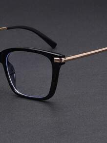 1 副男士商务风格矩形金属平光镜片眼镜，TR 镜框，适用于电脑、装饰、时尚搭配、日常使用 - 彩色 - 查看 7