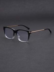 1 副男士商务风格矩形金属平光镜片眼镜，TR 镜框，适用于电脑、装饰、时尚搭配、日常使用 - 彩色 - 查看 3
