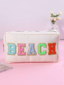 1pc Best-Selling Waterproof Large Capacity Embroidered Letter Cosmetic Bag, Toiletry Pouch - Multicolor - View 9