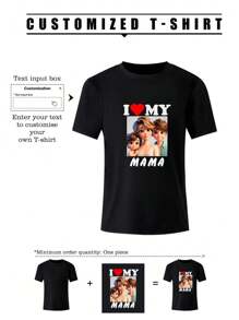 Personaliza una camiseta de niña, con estilo deportivo, transpirable, para festivales, con imágenes personalizadas (familia, mascotas, fiesta) y texto exclusivo (fecha) para diseñar tu camiseta impresa personalizada