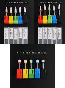 1个陶瓷美甲钻头 - 3/32英寸专业电动美甲钻头，带支架，适用于修甲、修脚、角质层打磨、亚克力凝胶指甲抛光 - 彩色 - 查看 3