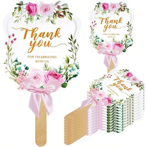 10 Thank You Wedding Guest Fan Photo Props Wedding Party Decoration, A Good Gift To Liven Up The Atmosphere, Suitable For A Wedding Party To Give To Your Family
