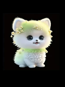 1pc Cat Pattern Heat Transfer Sticker For T-Shirt, Bag, Pillow, Apparel DIY Applique Decor - Green - View 2