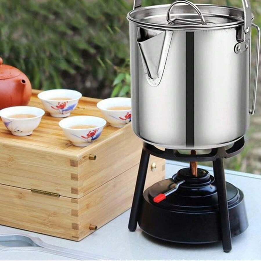 1.2L Camping Pot Stainless Steel Portable Water Cup With Foldable Handles And Lid Camping Cooking Kettle F - Variant1 - View 1