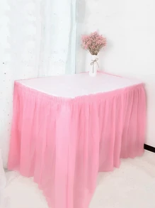 1pc Elegant Table Skirt, 27.56x165.35 Inches Table Cloth, Suitable For Birthday Party, Wedding, Holiday Decoration, Home Decor, Room Decor, Dining Table, Kitchen Decor