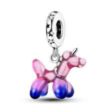 1pc Poodle Series Balloon Poodle Fantasy Unicorn Pendant Style Charm Suitable For 3mm Bracelet Necklace Silver Color Bead DIY Jewelry Making Beads Daily Gift For Women Girl