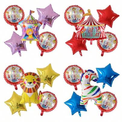 Circus Animals Foil Balloons - Clown, Rainbow, Zebra, Golden Lion, Birthday, Baby Shower Party Decor