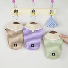 25 Collar Striped T-Shirt Pet Clothes, British Style Casual Vest For Dogs & Cats, Cartoon Cute T-Shirt, New Arrival Spring/Summer Pet Apparel - Green - View 11