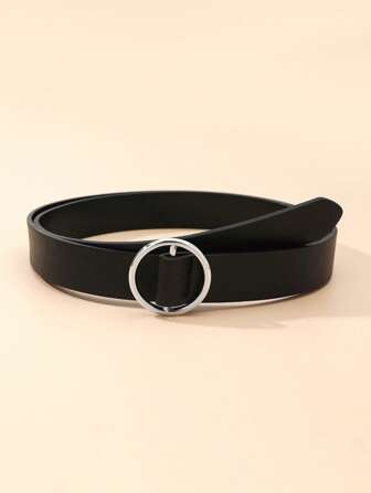 1pc Solid Color Casual Cute Street-Style PU Leather Women's Belt, Versatile For All Seasons