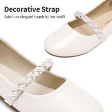 Girls Flower Girl Dress Shoes Sparkling And Comfortable Flat Shoes For Girls To Slip On Wedding Party - Ivory - View 3
