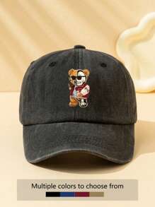 1pc Children's Sun Protection Adjustable Vintage Baseball Cap With Cartoon Bear Print For Daily Wear,Gift - Multicolor - View 1