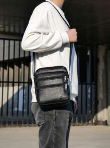 High-Quality Genuine PU Leather Casual Large Capacity Shoulder Bag For Men Sling Bag Side Bags For Men - Multicolor - View 2