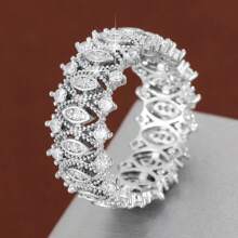 1pc Unique Eye-Shaped Design Cubic Zirconia Embellished Women Ring - Multicolor - View 17