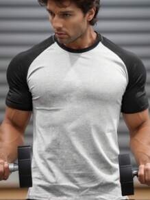 DG XUNLIN MODA 2025 Men's Youth Fashion Short-Sleeved Baseball T-Shirt Sports And Fitness Leisure T-Shirt - 淺灰色 - 查看 2