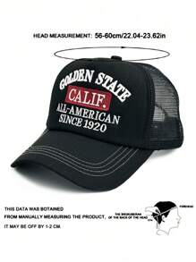 1 件装男士刺绣硬顶棒球帽，休闲美式街头卡车司机帽，百搭网眼帽