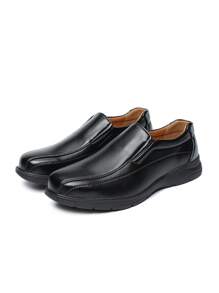 Pantofi de rochie business casual pentru bărbați, pantofi negri, moale și confortabili, cu slip-on, cu textura de lichi, potriviti pentru toate anotimpurile
