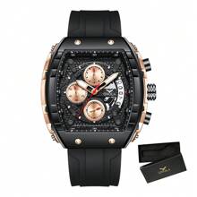 ON6853, Men's Quartz Watch, Fashionable Sports Design, Multifunctional Chronograph, Night Light Waterproof, Suitable For Outdoor Sports And Daily Activities, Men's Gift