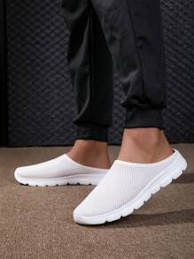 休闲夏季软底轻便透气跑步鞋，镂空一脚蹬/滑动网眼运动鞋 - 白色 - 查看 4