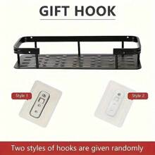 1 pieza Estantería de baño negra y con protección contra el óxido, pulida, montada en la pared sin necesidad de taladrar, para almacenaje en el baño