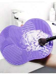 1 szt. Silikonowa podkładka matowa z wzorem kwiatu jabłka z przyssawką, silikonowa podkładka matowa narzędzie kosmetyczne, mata do czyszczenia pędzli do makijażu