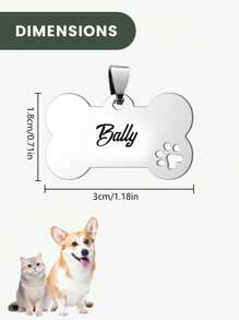 Cutstomiszed Stainless Steel Durable Pet Tags - Engraved Personalized Dog Tags, Cat Tags ,Bone Shaped Pet Tags, Available In Multiple Colors,Including Color, Silver, Gold , Rose Gold, Blue, Black,DIY Pet Tags With Phone Numbers And Names,Pet Collar Tags, For Small Large Dogs Cats