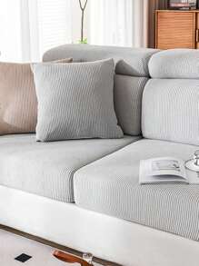 1 pieza Funda de sofá con diseño de rayas minimalista moderna, funda de sofá elástica de envoltura completa, para todas las estaciones - Gris Claro - Ver 3