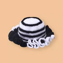 1pc Unisex Handmade Knitted Bucket Hat With Ruffles, Suitable For All Seasons, Holidays - Multicolor - View 5