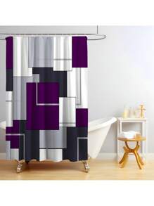 1pc/4pcs Bohemian Marble Block Geometric Shower Curtain Set, Vintage Elegant Marble Block Print Shower Curtain, Creating Unique Bathroom Decor. Waterproof Shower Curtain With 12 Hooks, Bath Mat, Toilet U-Shaped Pad, Toilet Lid Cover, Bathroom Partition, Bathroom Accessories, Bathroom Decoration
