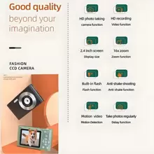 升级版 48MP 4K 超高清数码相机，配备 16 倍数码变焦、USB 充电和 2.4 英寸 LCD，可充电摄影相机适合视频博客和初学者 - 彩色 - 查看 6