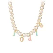 1pc Custom Personalized Name Necklace, Natural Shell Pearl Necklace, Pendant With Enamel Craft, Handmade Beads, Perfect Holiday Gifts, Wedding Gifts, Valentine's Day Gifts, Mother's Day, Father's Day, Girlfriend Birthday, Anniversary, Family, Friends,