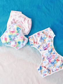 Set de 3 pañales de natación para bebés de secado rápido con malla interior lavable, pantalones de pañal de natación de verano