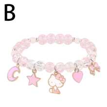 Sanrio 1 Pc Hello Kitty Cute Kitty Bracelet Stuff Kawaii Set Crystal Bead Elastic Friendship Bracelets Birthday Christmas Jewelry Gifts For Girl Girlfriend Best Friend Sister ﻿