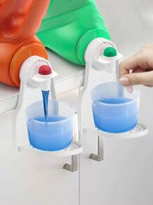 1 pieza Soporte antiderrames para detergente de lavandería - Organizador plegable antiderrames con abrazadera ajustable, dosificador de detergente ahorrador de espacio para la Top de la lavadora/baño/lavandería (ideal para inquilinos y espacios pequeños, elementos esenciales de almacenamiento para el Prime Day)