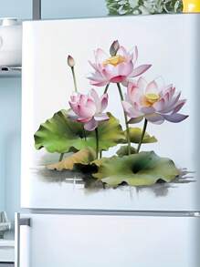 1pc Home Decorations Lotus Flower Toilet Lid Decals Self-Adhesive Ceramic Toilet Tank Sticker, Floral Home Decoration, Single Use Door Decal With Square Shape And Embellishments, Vinyl Decal For Home Decorations, Toilet Decoration Items Refresh Your Home Gifts Birthday Graduation Room Decor Wall Decor Bathroom Decor Bedroom Decor Room Decoration Stuff Living Room Decor House Decor Home Decor Living Room Wall Art Wall Paper Stickers Personalised Stickers
