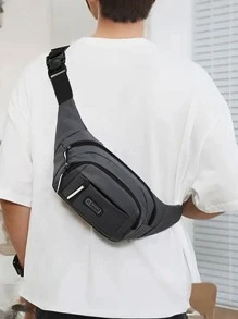 1pc Large-Capacity Men's Stylish Waterproof Waist Bag, Multi-Functional, Wear-Resistant, Multi-Compartment Waist Bag, With Adjustable Strap, Zipper Closure, Perfect For Sports, Fitness, Travel, Business And Daily Commute