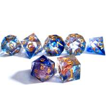7pcs Colorful Resin Dice Set - Enhance Your Gaming Experience, Precise Dice Rolling, Suitable For Parties, Family Gatherings, And Holiday Gifts - Blue - View 2