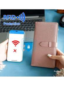 Nieuwe aankomst slanke minimalistische lange paspoorthouder bagagelabelset RFID-blokkerende reisportemonnee documentenorganizer met penhouder kaartsleuven schattige paspoorthoes voor vrouwen mannen creditcardhouder pinpas passacavo porta fotokaarthouder minimalistische portemonnee slimme portemonnee airtag portemonnee visitekaartje zwart roze