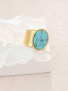 1 件复古风格不锈钢开口戒指，欧美设计