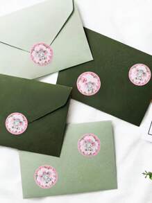 500 piezas/Rollo Etiquetas redondas de elefante rosa, Etiquetas lindas de elefante, Adecuadas para revelación de género, Fiestas de cumpleaños, Fiestas festivas, Embalaje de regalos, Sellos para bolsas de regalo, Diarios DIY, Tazas, Planificadores, Decoración de compras/negocios, Etiquetas adhesivas - elefante rosa - Ver 9
