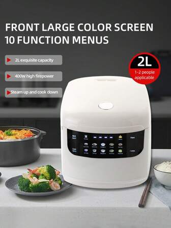 LAC 1pc EU Plug Power White Multi-Function Touch Screen Electric Rice Cooker, 10 Menus, Timing, Cooking, Soup, Food Heating, Cake Making