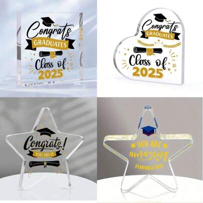 1pc Acrylic Graduation Plaque Decoration With Graduation Cap And Greeting, Best Gift For Graduates, Excellent Party Decor