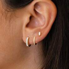 3PCS Round Circle Hoop Earrings Set For Women Tiny Stainless Steel Cartilage Piercing Earring Jewelry - 3pcs Earrings Set - View 2