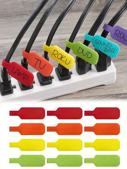 30pcs MultiColor Cable Ties With Write-On Feature - Durable Cord Labels For Organization & Identification, No Battery Required