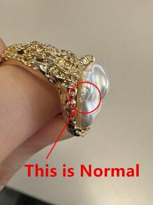 4 件套时尚复古金属几何珍珠戒指套装，适合女士、日常佩戴和节日礼物 - 彩色 - 查看 2