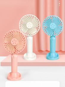1pc Mini Handheld USB Rechargeable Personal Fan, 3 Speed Adjustable, Portable Plastic Wearable Design, Button Control, Suitable For Indoor/Outdoor Use, Great For Office, Travel, Camping