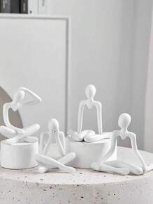 4 stuks creatieve abstracte menselijke standbeelden, moderne minimalistische contemplatieve sculptuur, woondecoratie voor woonkamer, bureau